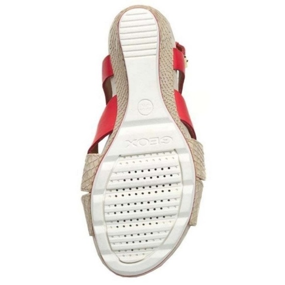 Geox Red Sophie Colour Block Sporty Wedge Sandals - Picture 5 of 16